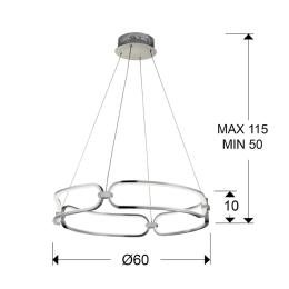 Lampara Colette Schuller - Cromo 60cm Ø. Luz LED