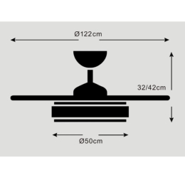 Ventilador Retractil Chloe-XL Niquel P&B - Motor DC. 50-122cmØ.