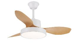 Ventilador Ginna S Blanco Madera - Motor DC. luz LED. 97cmØ.