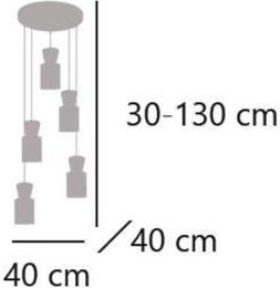 Colgante 5 L AOSTA beige/madera 5 x 60w e-27 - ALEMAR