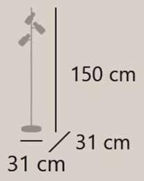 Pie salon 3 L.MAENA negro-laton 3 x 40w e-14 - ALEMAR