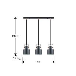 i3-ERIKA- LAMPARA 3L NEGRO-COBRE - ILUMINACION i3 By SCHULLER