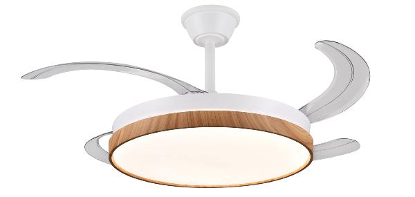 Ventilador ALTHEA L Blanco Madera P&B - Motor DC Ø50-108cm Luz LED