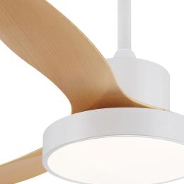 Ventilador Ginna XL Blanco Madera - Motor DC. luz LED. 120cmØ.