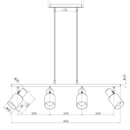Lampara 4L MAENA negro-latón 4 x 60w e-27 - ALEMAR