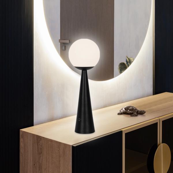 Sobremesa PATRICK negro-opal 1 x 25w e-27 - ALEMAR