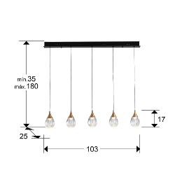 CORINA- LAMPARA 5L NEGRO-COBRE - SCHULLER