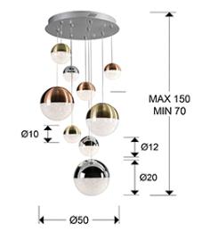 Lampara Sphere Schuller - colores 9 bolas LED
