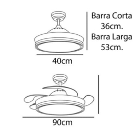 Ventilador Calima S MIMAX - Niquel - Motor DC Ø40-90cm LED