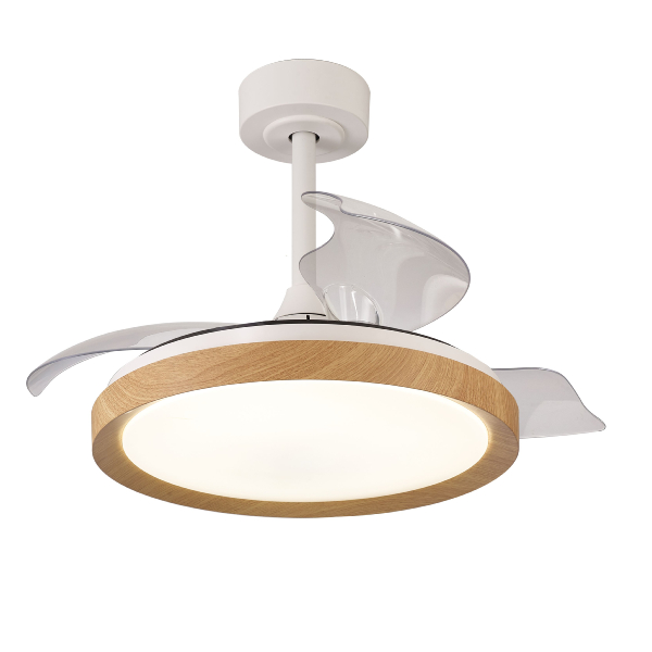 Ventilador Mistral Mini Mantra - Blanco Madera Motor DC Luz LED Ø45-91cm.