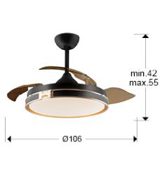 Ventilador Heron Schuller - Negro Oro Motor DC LED Dimable Ø106cm