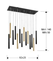 LAMPARA VARAS ORO/NEGRO 14L - SCHULLER