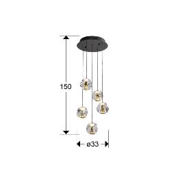 ZARIA LAMP 5L- NEGRO/ORO/TRANSP D30 DIM - SCHULLER