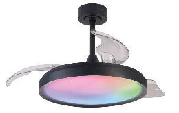 Ventilador Siberia Mantra - Negro RGB Motor DC Luz LED Ø51-106cm.