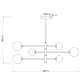 Lampara 6L COSMICA latón - ALEMAR