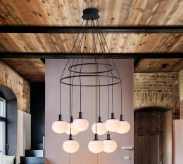 Lampara Global Schuller - acabado Negro 9 luces