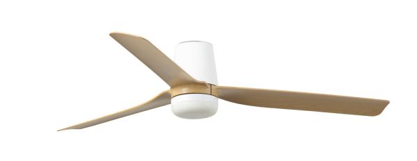 Ventilador Punt Tub M FARO Blanco Madera - Luz LED 130cm.Ø