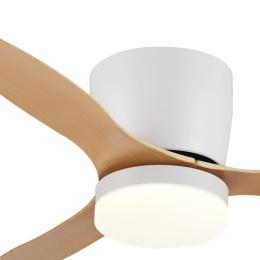 Ventilador Emily Blanco Madera especial techos bajos - Motor DC. luz LED. 107cmØ.