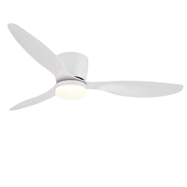 Ventilador Emily XXL Blanco especial techos bajos - Motor DC. luz LED. 132 cmØ.