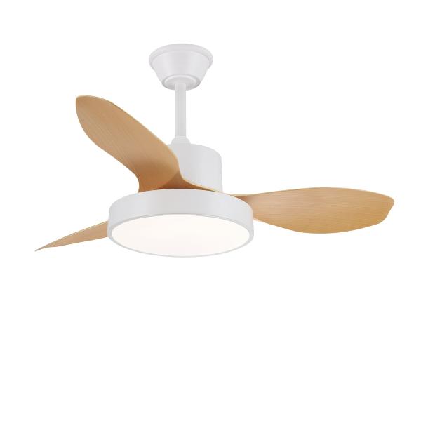 Ventilador Ginna S Blanco Madera - Motor DC. luz LED. 97cmØ.