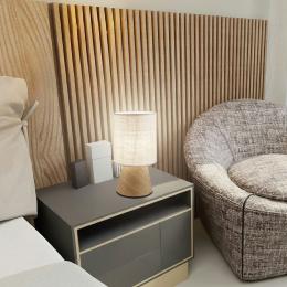 Sobremesa AOSTA beig/madera 1 x 60w e-27 - ALEMAR