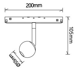 Foco Bola imantado MAGNETO 48V Mantra - Negro 7W