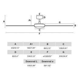 Ventilador Rudder L FARO - Negro - Sin luz - Ø132cm.