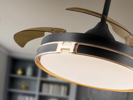 Ventilador Heron Schuller - Negro Oro Motor DC LED Dimable Ø106cm