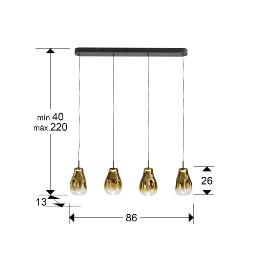 ALEDIS- LAMPARA 4L NEGRO-DORADO - SCHULLER