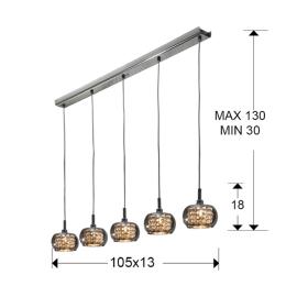 Lampara Arian Schuller - 5 colgantes espejo - LED