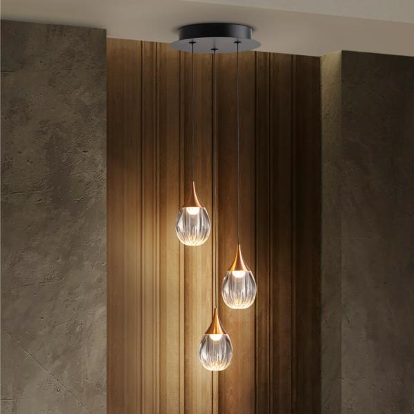 CORINA- LAMPARA 3L NEGRO-COBRE - SCHULLER