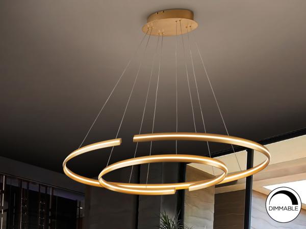 Lampara Elipse Schuller - acabado oro mate 120cm Ø. LED