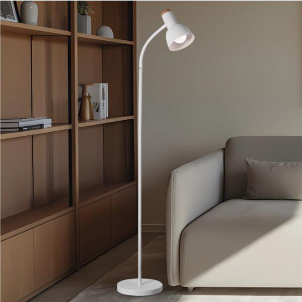 Pie salon ANDER blanco madera 1 x 60w e-27 - ALEMAR