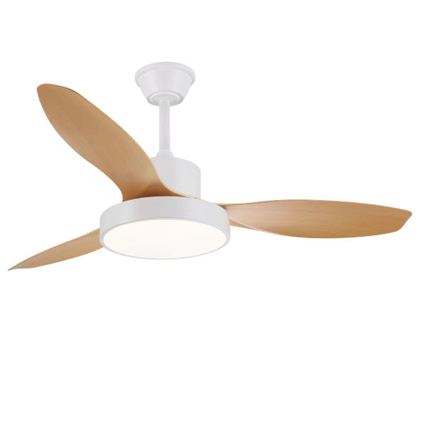 Ventilador Ginna XL Blanco Madera - Motor DC. luz LED. 120cmØ.