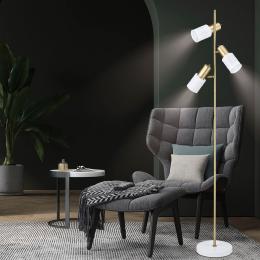 Pie salon 3luces MAENA blanco-laton 3 x 40w e-14 - ALEMAR