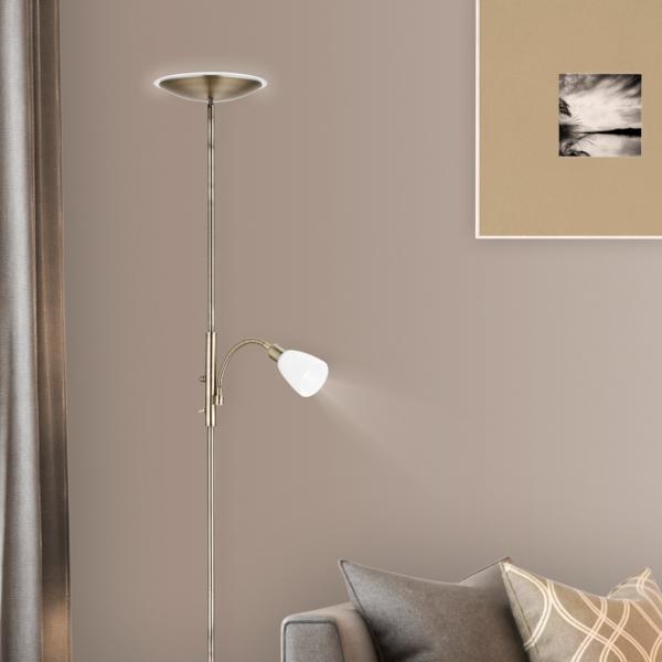 Pie salon ATOS cuero led 18w 4000k + 1 x 40w e-14 - ALEMAR