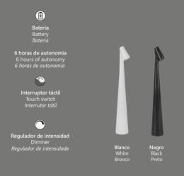 Sobremesa Belice Negro Alemar Bateria - Iluminación LED