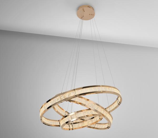 LORIAN- LAMPARA 3 AROS DORADO BRILLO - SCHULLER