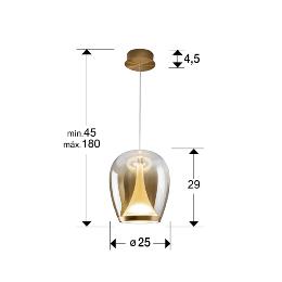 SUSPIRO- LAMPARA DORADO/AMBAR D25 - SCHULLER