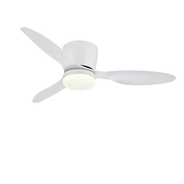 Ventilador Emily Blanco especial techos bajos - Motor DC. luz LED. 107cmØ.