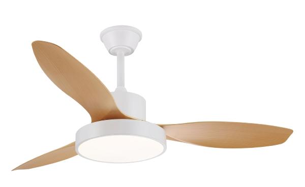 Ventilador Ginna XL Blanco Madera - Motor DC. luz LED. 120cmØ.