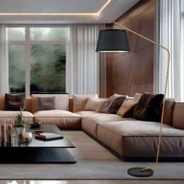 Pie salon TALBOT latón/negro 1 x 60w e-27 - ALEMAR