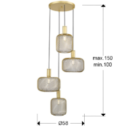 Lampara OSIRIS 4 luces Oro - Schuller. Bombilla LED E27