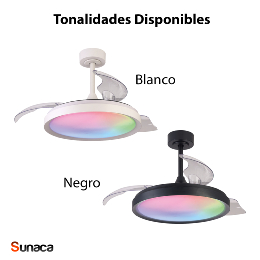 Ventilador Siberia Mini Mantra - Blanco RGB Motor DC Luz LED Ø45-91cm.