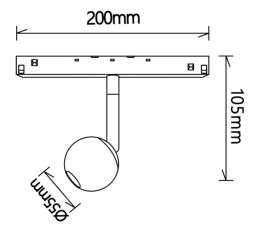 Foco Bola imantado MAGNETO 48V Mantra - Oro Negro 7W