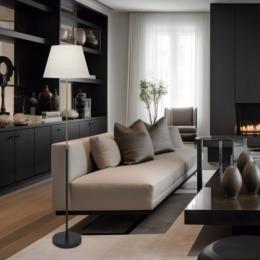 Pie salon KENDAL negro-latón 1 x 60w e-27 - ALEMAR