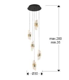 ILIADA- LAMPARA 5L NEGRO-ORO D30 - SCHULLER