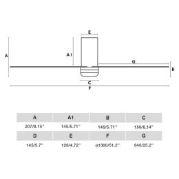 Ventilador Punt Tub M FARO Negro - sin luz. 130cm.Ø