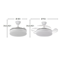 Ventilador Tridente Mini Blanco - Fabrilamp. Motor DC Ø91cm