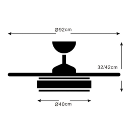 Ventilador Chloe L Blanco P&B - Motor DC Ø50-108cm Luz LED